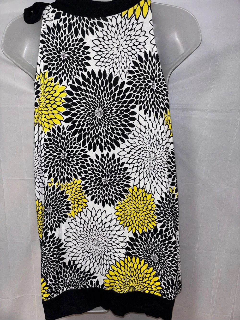 a.n.a Yellow, Black & White Floral A-Line Halter Skirt